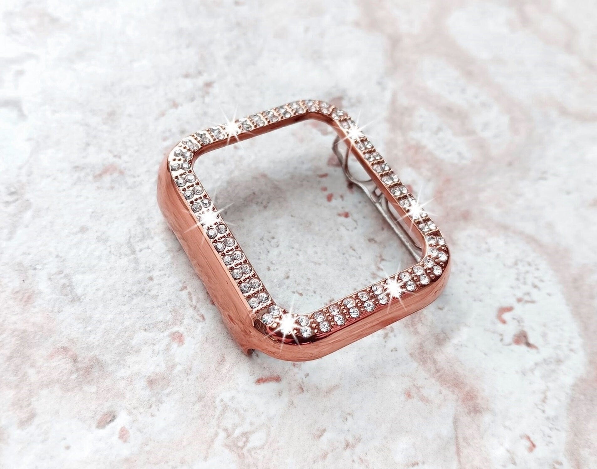 Apple Watch Rose Gold Color Band Kit Crystal Case Bezel Cover for Ultra 2 9 8 7 SE 6 5 4 3 2 1 49mm 45mm 44 42 41mm 40mm 38mm Strap Milanese